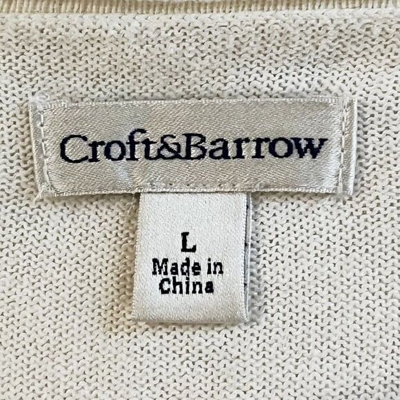 Croft & Barrow Yellow‎ and Gray Color Block Stripe Sweater Size Large - Picture 6 of 7